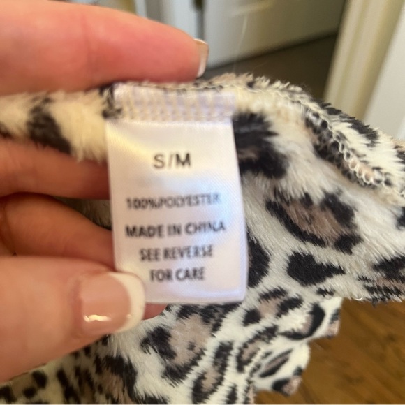 Leopard Print Robe Hooded Supersoft Robe S/M - Picture 4 of 5